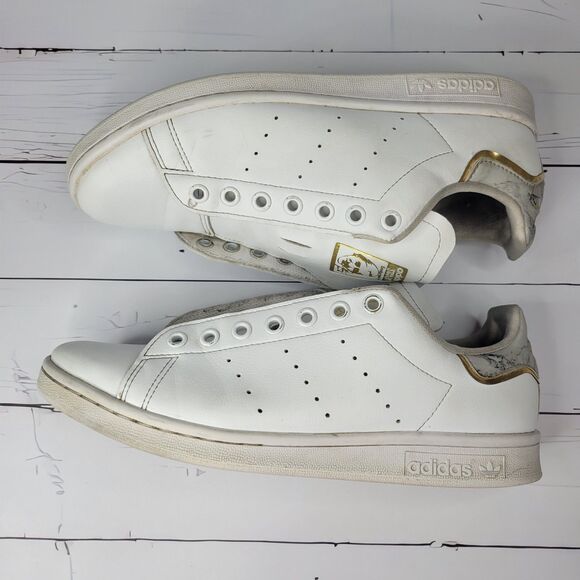 Adidas Stan Smith white marble gold metallic womens 8.5 - Picture 5 of 9